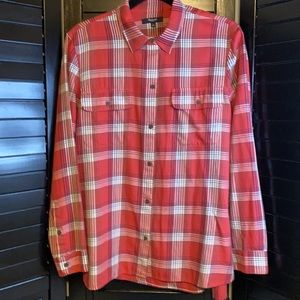 Madewell Red Plaid Cotton Button Up Long Sleeve Shirt